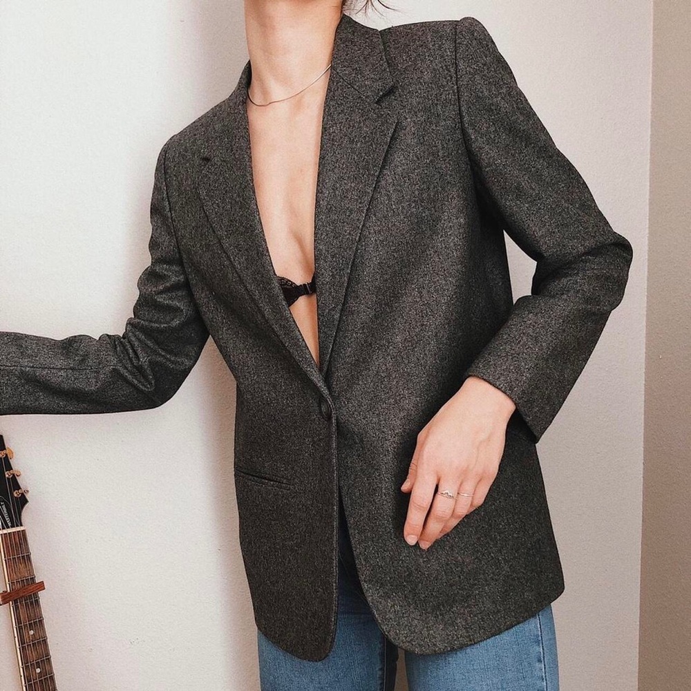 Vintage Wool Oversized Blazer in grey